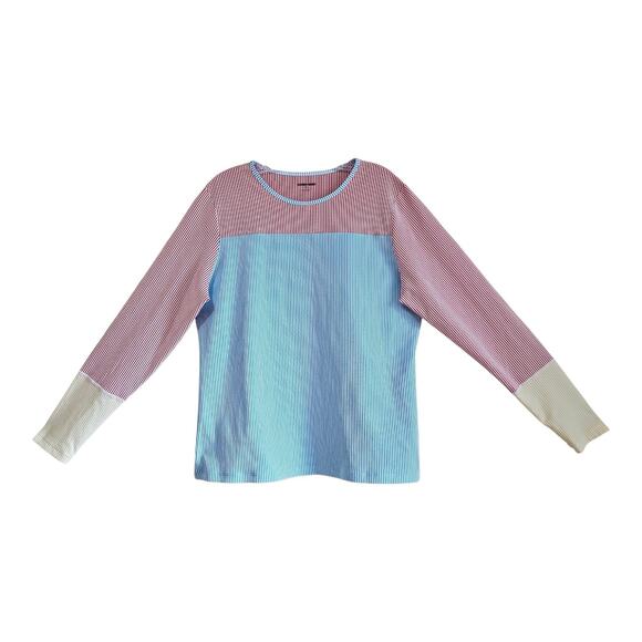 LANDS END Women's XL Top Rashguard Striped Multicolor Long Sleeve Quick Dry 44" - Picture 1 of 6